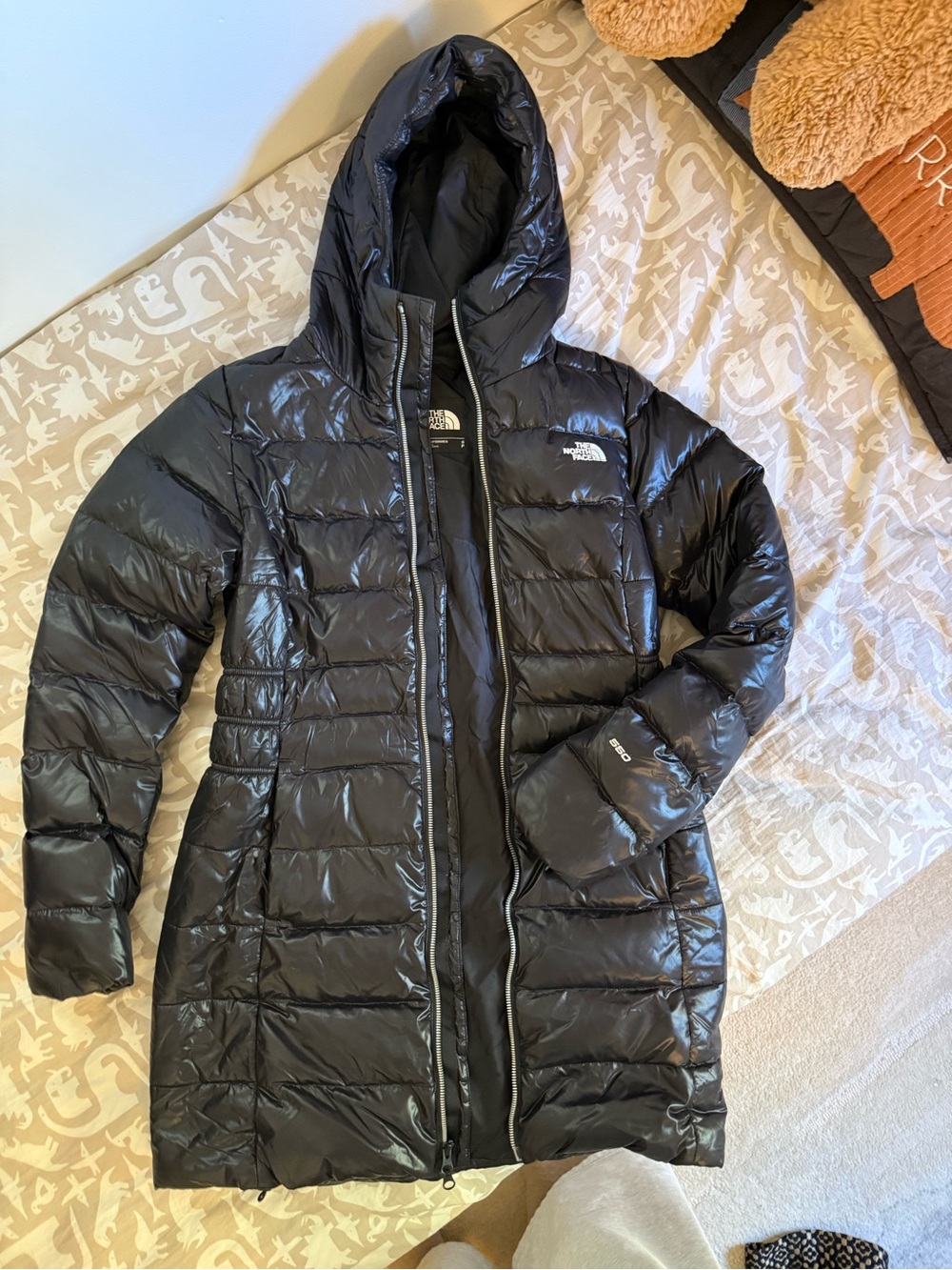 THE NORTH FACE GOTHAM II PARKA WOMEN'S - shiny black with glitter embroidery